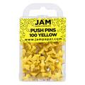 JAM PAPER Colorful Push Pins, Yellow Pushpins, 100/Pack
